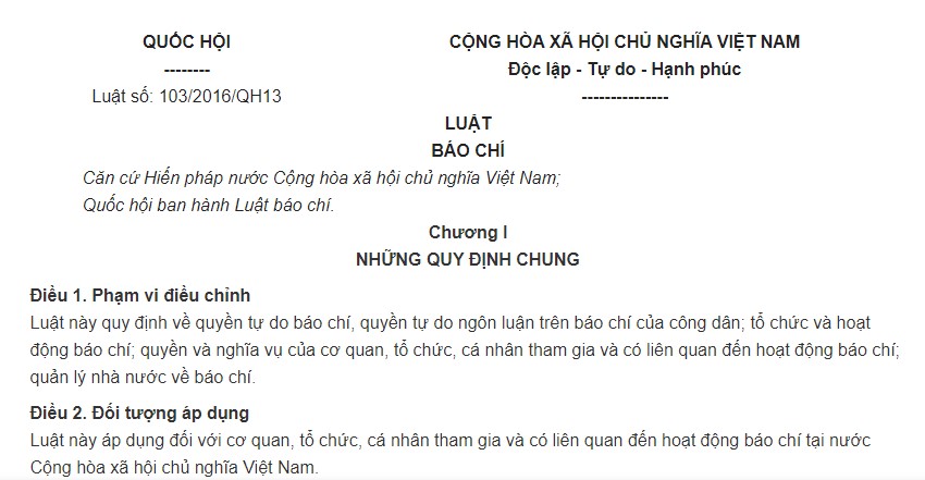 Luật Báo chí năm 2016