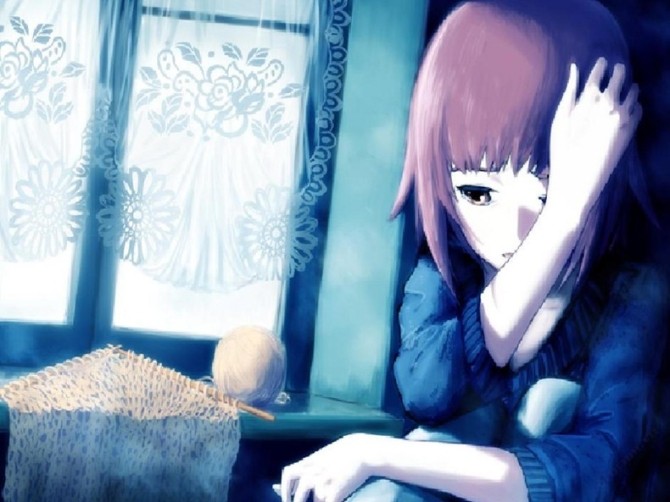 Hình ảnh tâm trạng buồn của một bộ phim hoạt hình anime đang khóc cô đơn