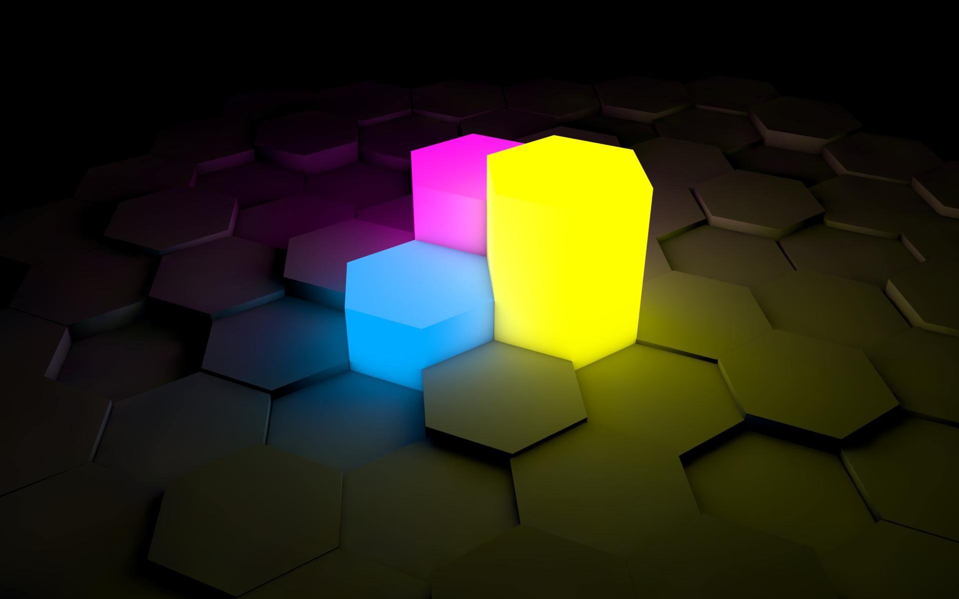Hình nền máy tính những khối hình màu sắc phát sáng 3D cực đẹp
