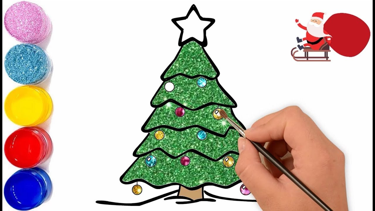 Hình ảnh cây thông Noel tô màu cho trẻ em 