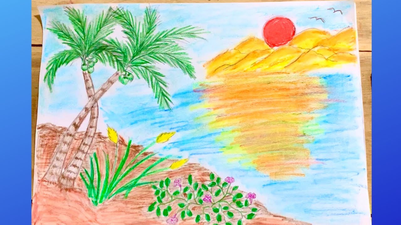 Một số hình vẽ cây dừa đẹp