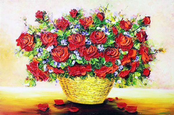 Hình vẽ cây hoa hồng trang trí tường đẹp