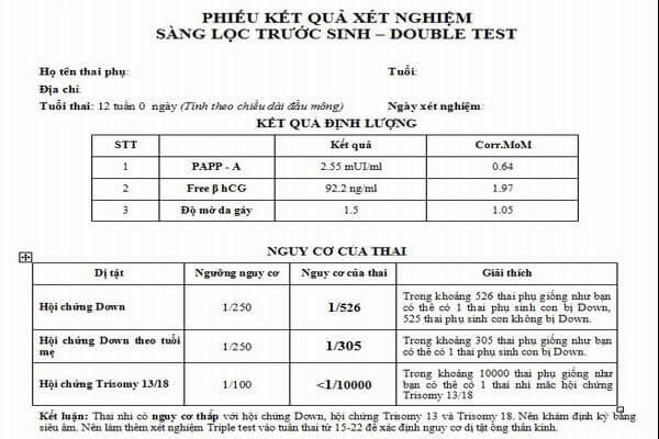 Xét nghiệm double test có chính xác không?