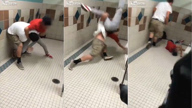 school fight guy grabs woodboard